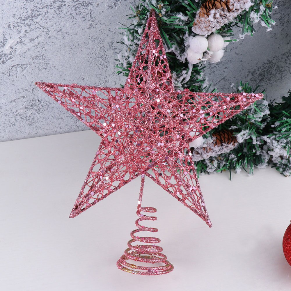 25cm arbre de noël fer étoile Topper scintillant arbre de noël décoration ornements)