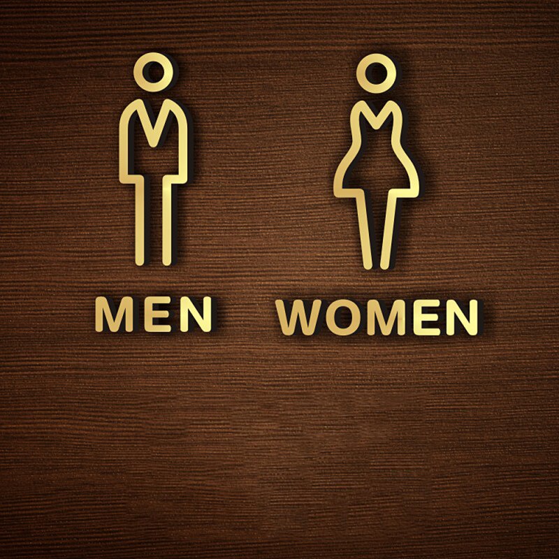 1PC Acrylic Men Women Restroom Door Sign Self Adhesive Plate Bathroom Signage DIY Public Toilet Decoration: 2