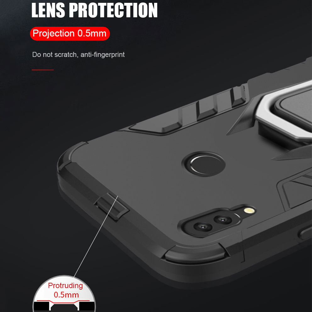 Voor huawei honor 10 lite case Armor Ring Magnetische Auto Hold Shockproof Soft Bumper Telefoon Cover Voor huawei honor 10 lite Case