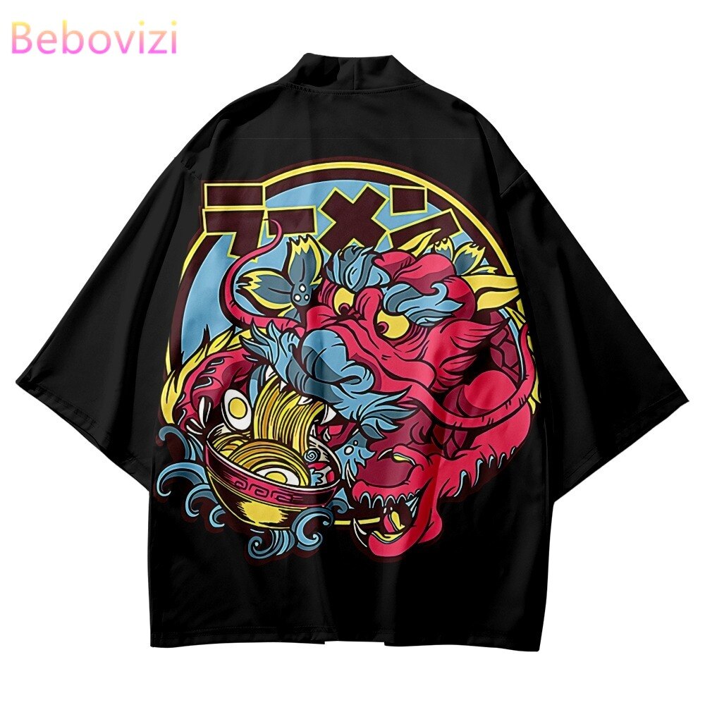 Kimono Japonais Homme – Cardigan Dragon Vert Décontracté, Style Yukata Ouvert
