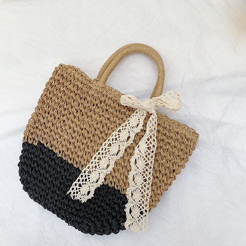 Frauen Handtasche Sommer Strand Tasche Rattan Gewebt Handgemachte Gestrickte Stroh Kapazität Totes Leder Frauen Schulter Tasche Böhmen Neue: 2