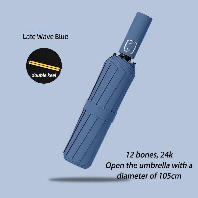 Fully Automatic Umbrella 24 Bone Reinforced Sunny And Rainy Dual-use 3-fold Umbrella Sun Protection Folding Sun Umbrella: Yellow