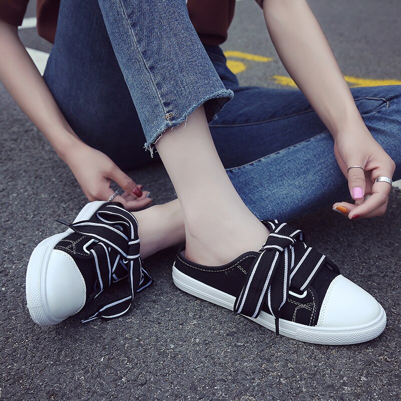 Damespantoffels halve schoenen zomer canvas veterschoenen damessneakers comfortabele pantoffels dames zomersneakers schoenen