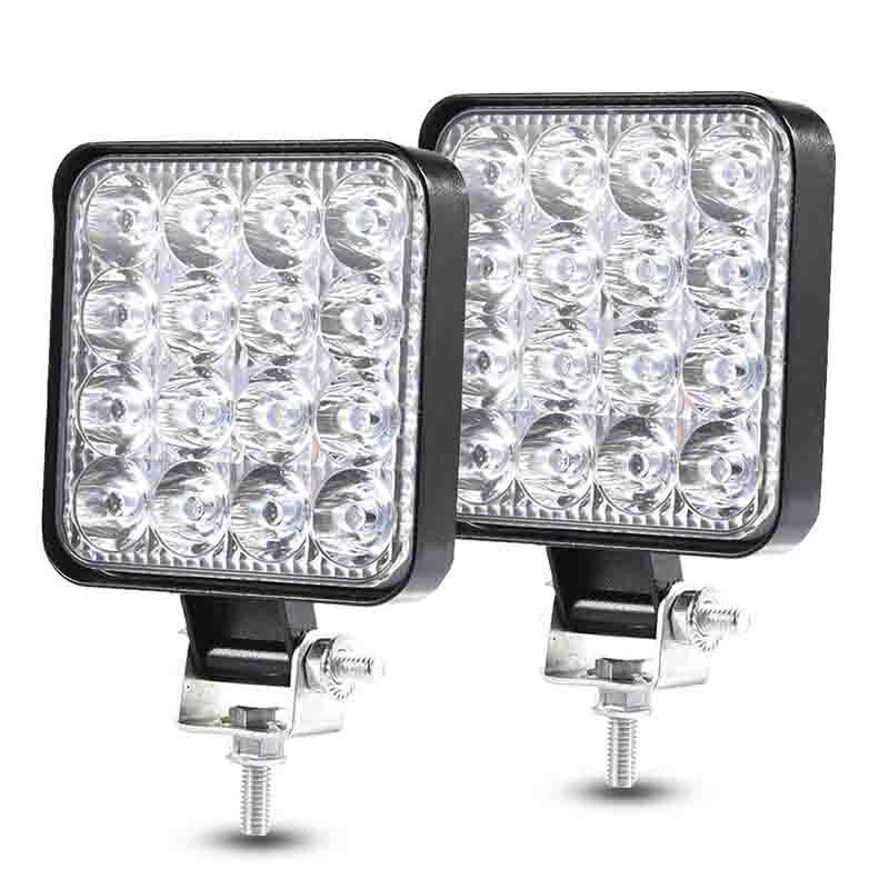 16 led 48w led arbeidslys bar firkantet spotlight 12v 24v offroad led lys bar tåkelys for jeep båt / suv / lastebil tilbehør: 2 stk
