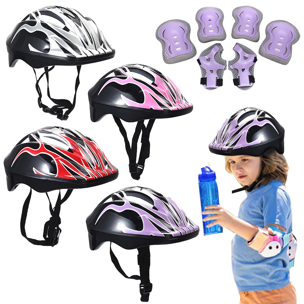 Casque de sécurité pour enfants, genouillère et coudière, ensemble d'équipement de protection de la tête pour garçons et filles, vélo, cyclisme, planche à roulettes, scooter, patinage
