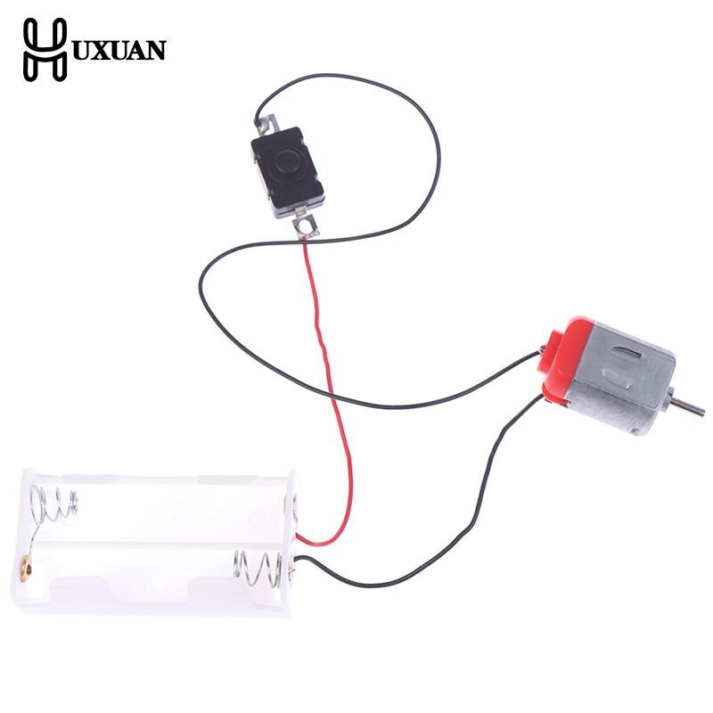 Kit de Motor 130, con caja de almacenamiento e interruptor de 2 baterías AA, 16500 RPM, Mini Motor electrónico DIY, Kit de modelos de circuito Simple