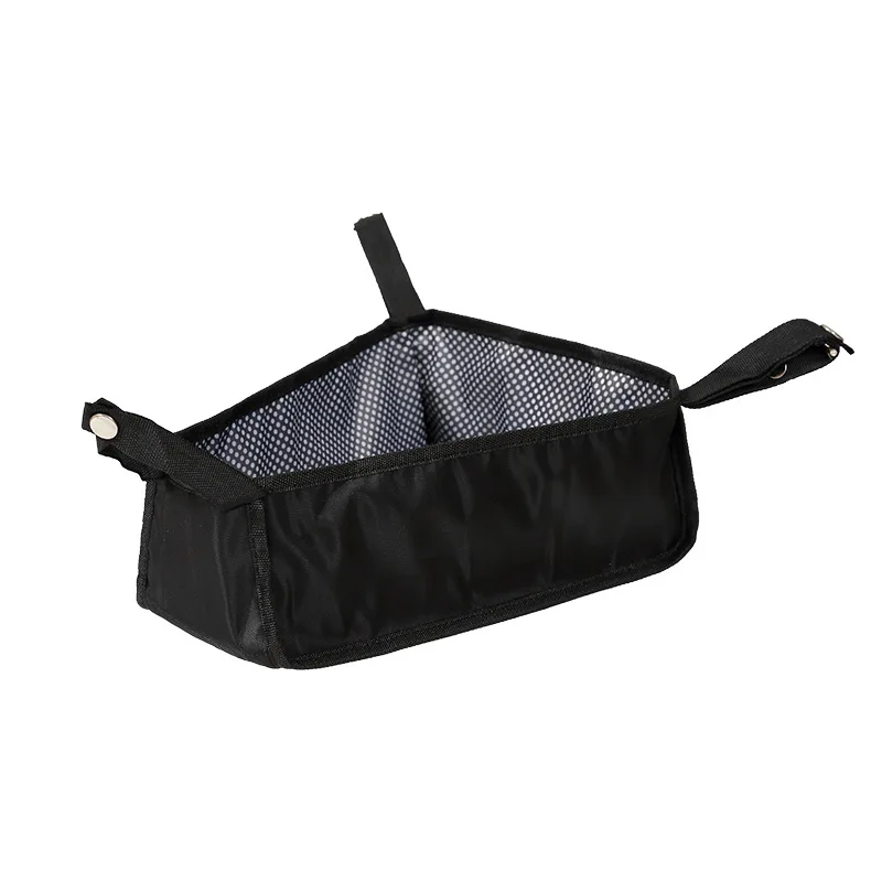 Universal Baby Stroller Bottom Organizer Bag Portable Mesh Tissue Toy Storage Basket with Hard Board Stroller Accessories Black