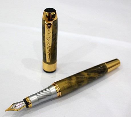 Silver Fountain Pen JINHAO 250 F Nib Silver Trim Removable Ink Converter: 03