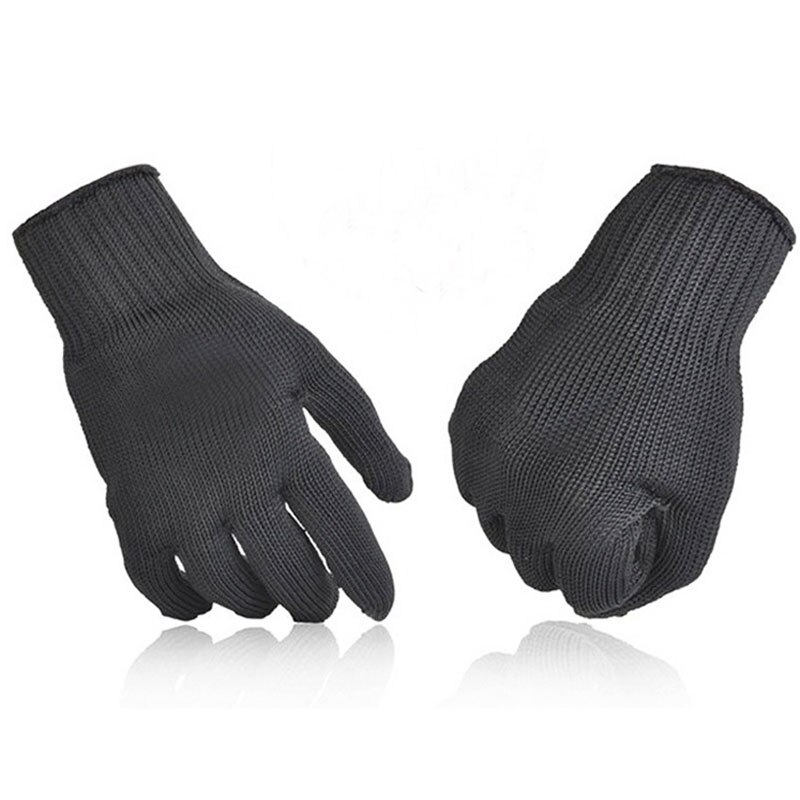 Anti cut handsker sorte mænd rustfrit stål trådnet skærebestandige beskyttelseshandsker arbejdssikkerhedshandsker niveau 5 beskyttelse