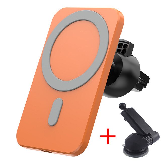 15W Magnetic Car Mount Wireless Car Phone Charger for Magsafe 2-in-1 Air Vent Mount for Samsung, iPhone,Huawei,Oppo,Vivo: Orange