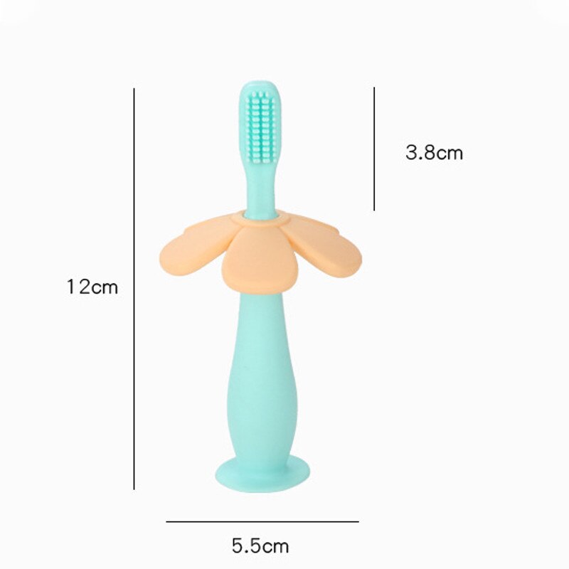 Baby Kids Bloem Effen Kleur Training Handleiding Tandenborstel Zuigeling Mondverzorging Tandenborstel Kinderen Jongen Meisjes Zachte Silicone Teethbrush