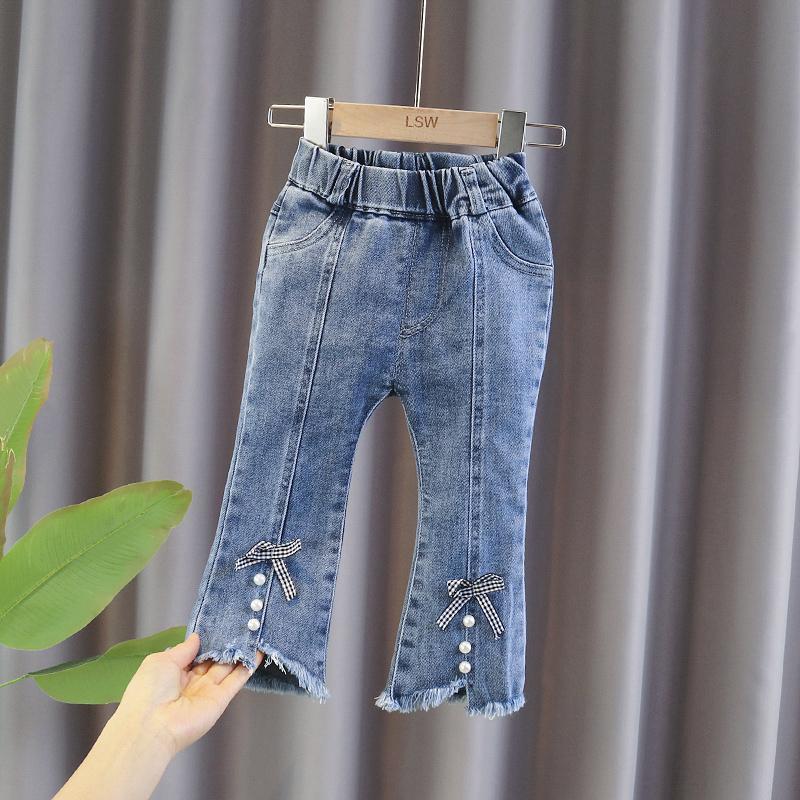 Baby kids Girls jeans pantaloni nuovi jeans pantaloni moda bambini pantaloni a campana primavera autunno neonate pantaloni casual carini P4 105