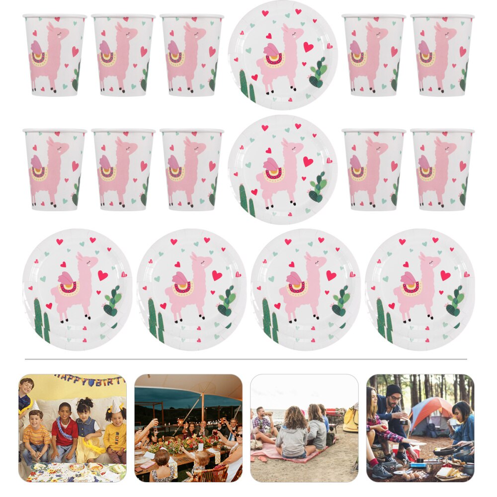 20pcs Party Disposable Paper Tableware Set Party Table Supplies for Food (White)