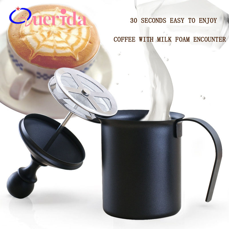 800 Ml/400 Ml Rvs Dubbele Mesh Melkopschuimer Handleiding Cappuccino Latte Melk Schuim Maker Koffie Tool