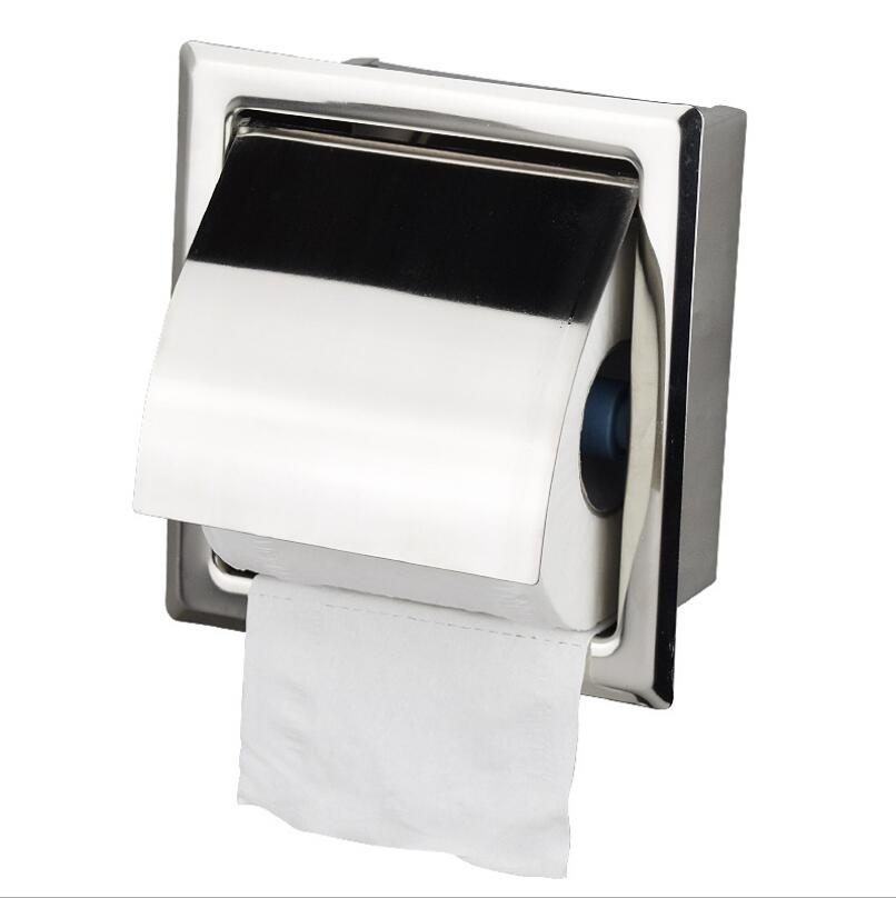 Stainless Steel in-wall Installation Built-in Toilet Tray Concealed Bathroom Tissue Box Hidden Installation Roll Holder