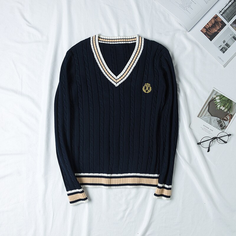 Jk trui jas japanse schooluniform v-hals mannen en vrouwen lange mouwen schooluniform trui studententrui: Blauw / S