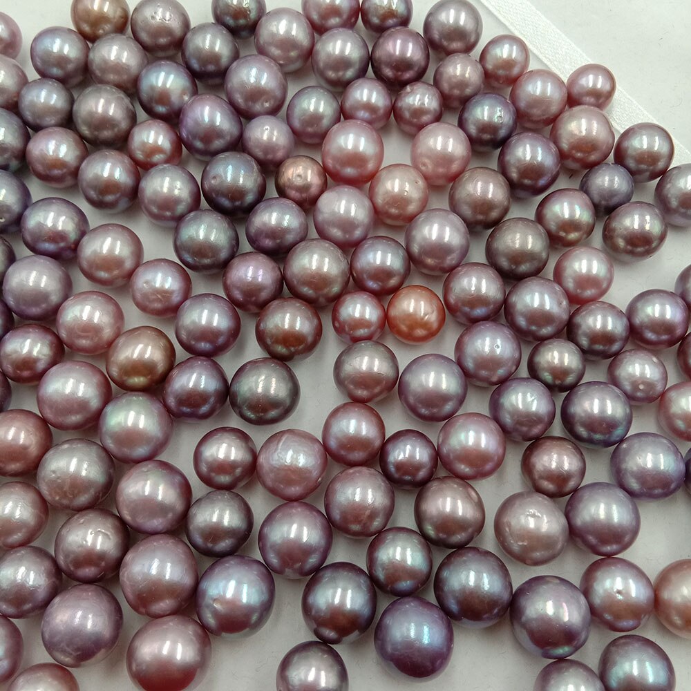 DIY PERLE PERLEN, 5 TEILE/LOS, 9-11mm hohe glanz lila runde perle, 100% natur süßwasser verlieren perle, halb oder keine See