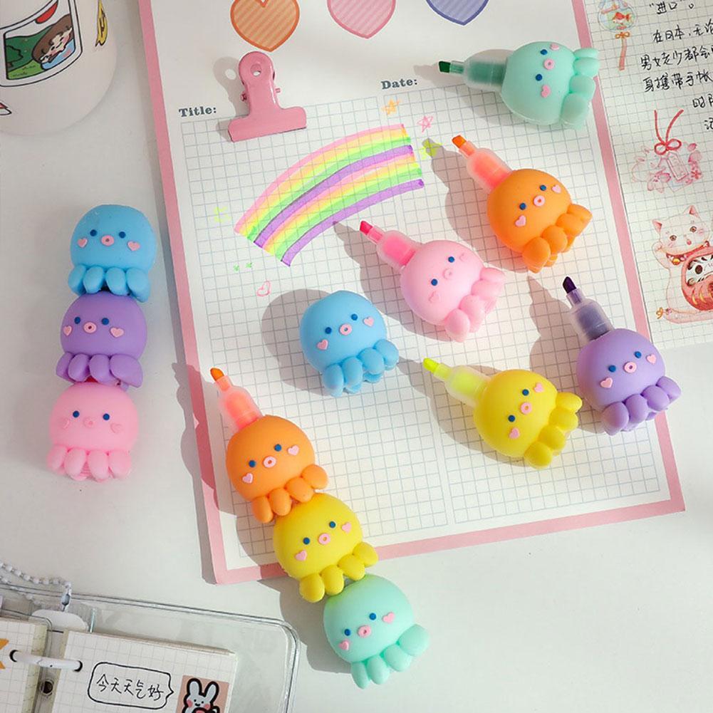 Surligneur de poulpe Kawaii, ensemble de stylos à surligneur Kawaii, pour peinture, Note, papeterie scolaire