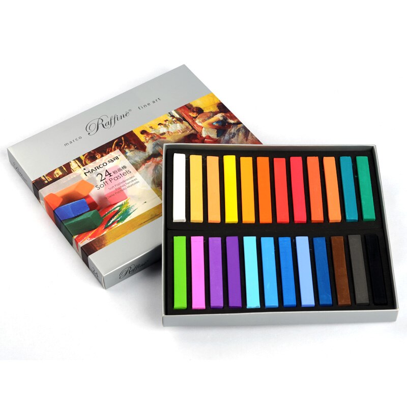 Marco de rafia de 12/24/36 colores, pasteles suaves artísticos, tiza para dibujar y pintar, juego de pintura de arte, pincel de cera seca: 24 Colors Pastel
