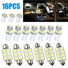 16PCS 6500K Bright White LED Bulb Interior Lights Package Kit Car Accessories