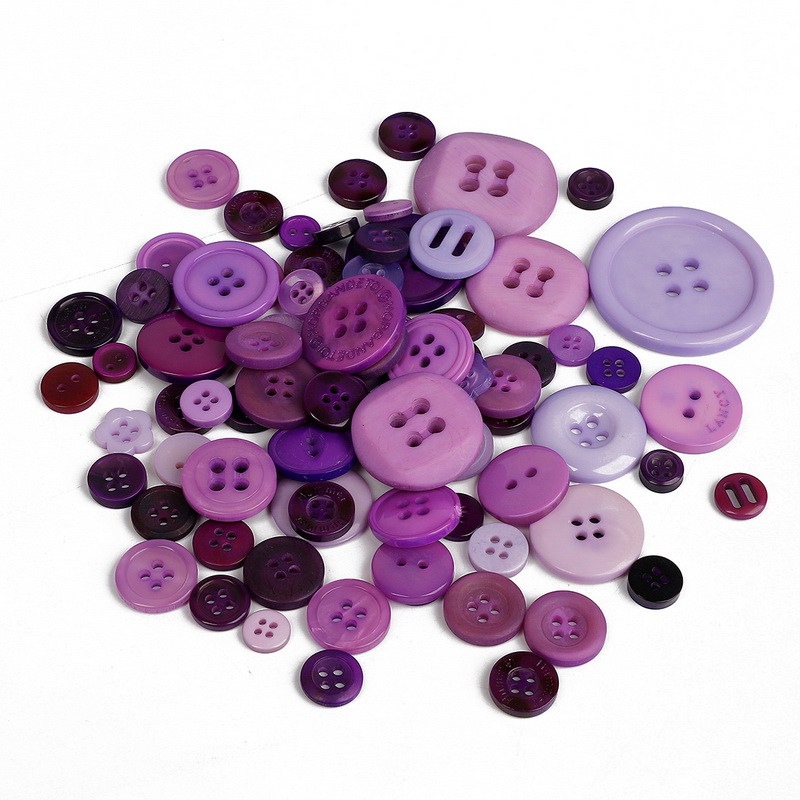 Mixed Color & Size Small Plastic Buttons Round Cartoon Button DIY Craft Scrapbooking Sewing Garment Accessories: Purple