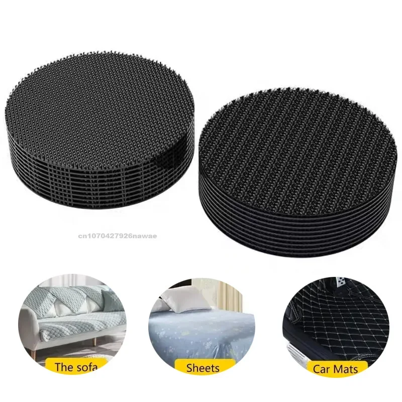 Almohadillas para alfombras de coche, adhesivo automático con velcrostep, almohadilla para salpicadero, costura, pegatinas fijas de doble cara, parche de fijación, alfombra para suelo, artes DIY: 10mm / Negro