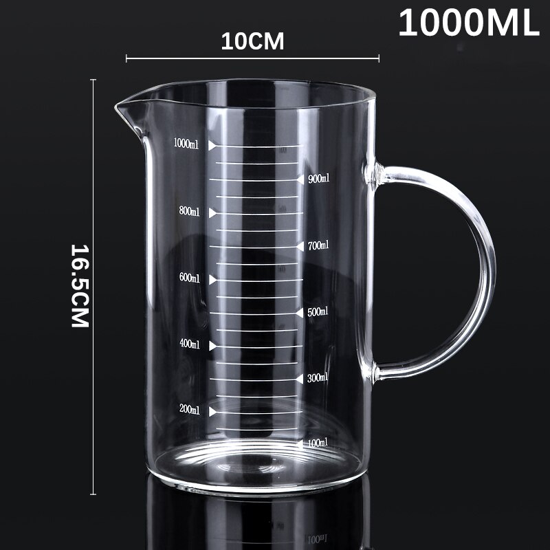 Hoge Borosilicaatglas Maatbeker Grote Clear Melk Cup Met Schaal Glas Maatbeker Voor Bakken Koken Keuken Accessoires: 1000ml