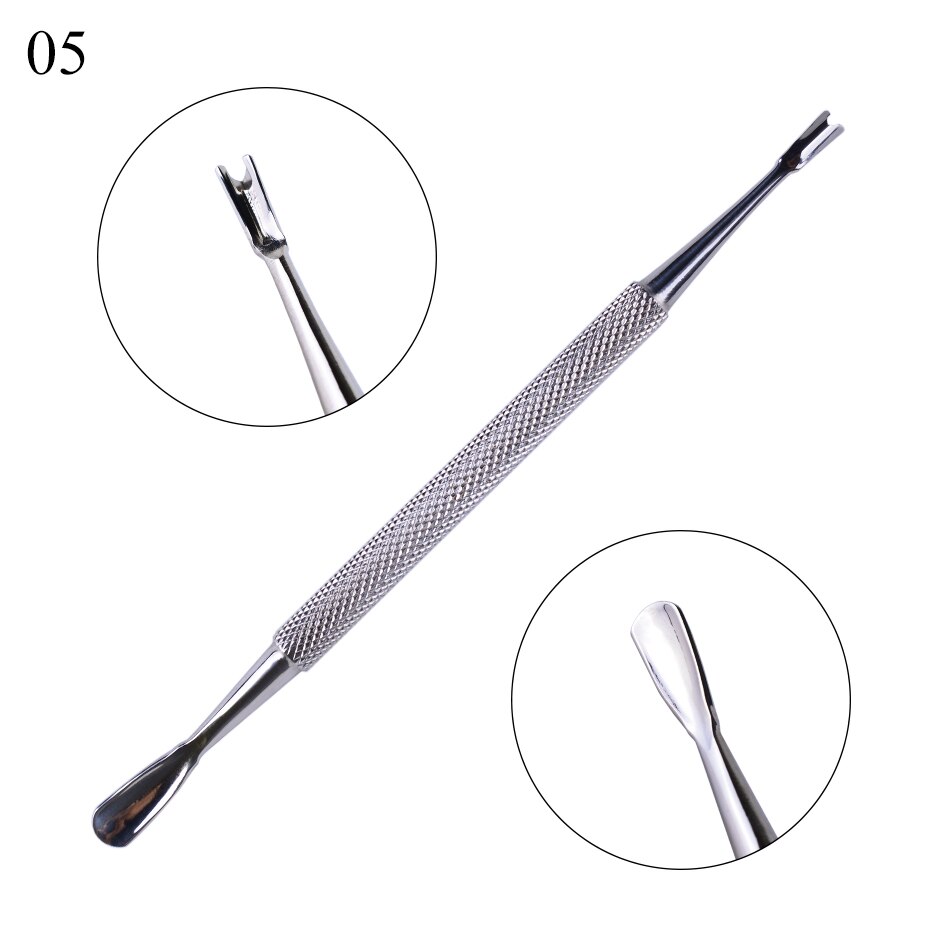 1pc Stainless Steel Cuticle Pusher Spoon Double Sided Nail Art Trimmer Dead Skin Cutter Manicure Pedicure Nail Care Tools LY1-9