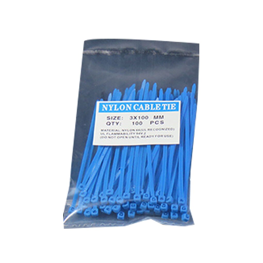 100Pcs/Pack 3*100mm Self-Locking Plastic Nylon Cable Ties Colorful National Standard Reusable Nylon Cable Tie Set: Blue
