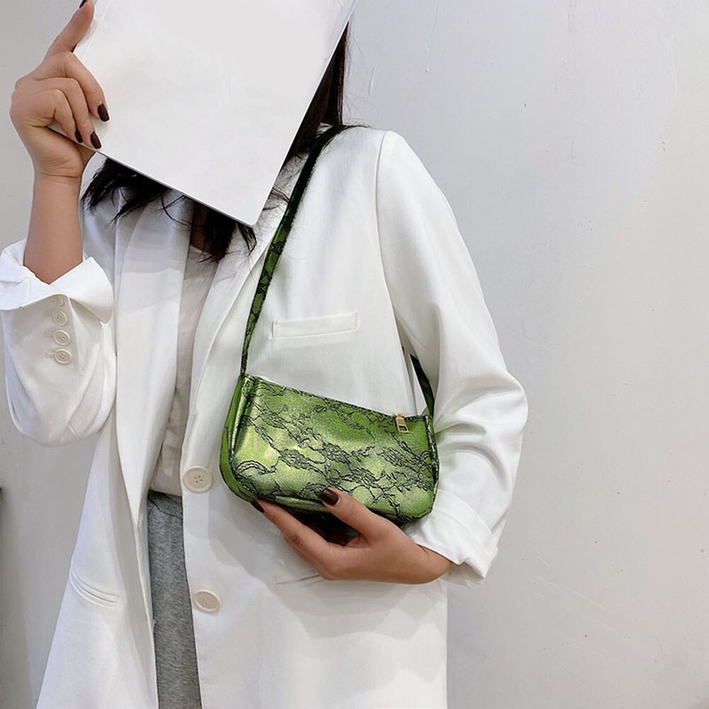 Sac à main Vintage à motif de dentelle pour jeunes femmes, sac à bandoulière Portable pour soirée, Mini bourse de rue en cuir PU