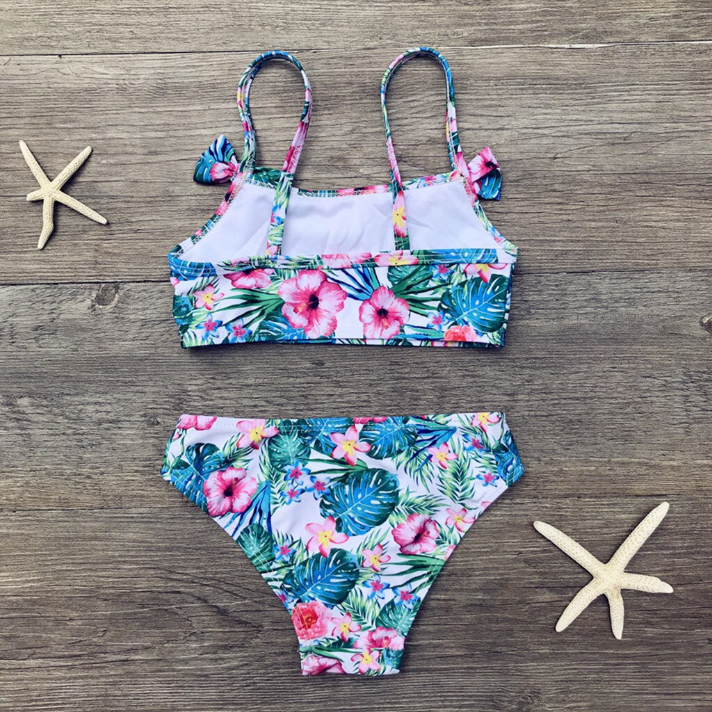 Bañador con lazo Floral para niñas pequeñas, traje de baño de una pieza, conjunto de Bikini para playa, traje de baño para niña #30