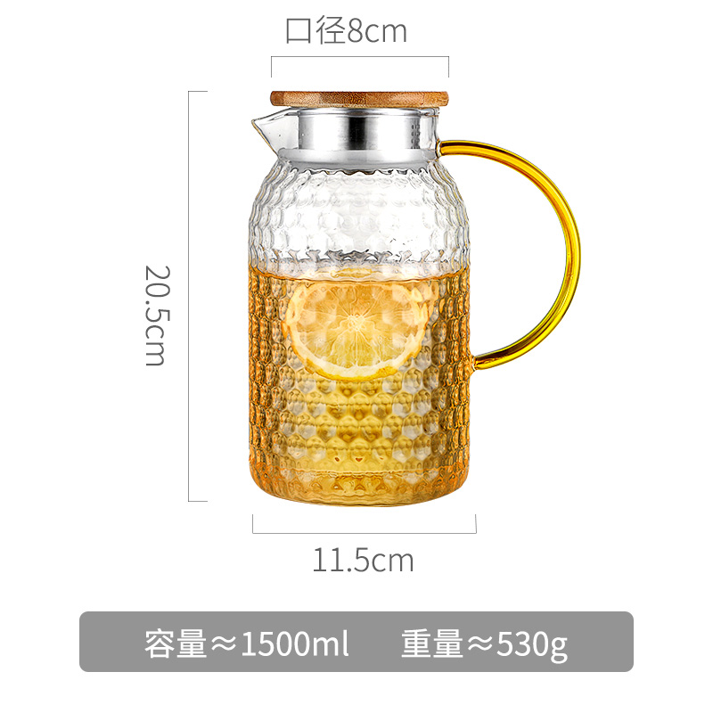 Vandkande glas vandkande 1500ml varmebestandige vandkande firkantet kedel kogende til te: 1500ml