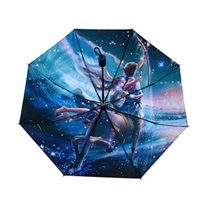 YADA 12 Constellation Pattern Folding Rainy Umbrella Anti-UV Rainproof Sun Protection Parasol Umbrellas Female YS015: Sagittarius