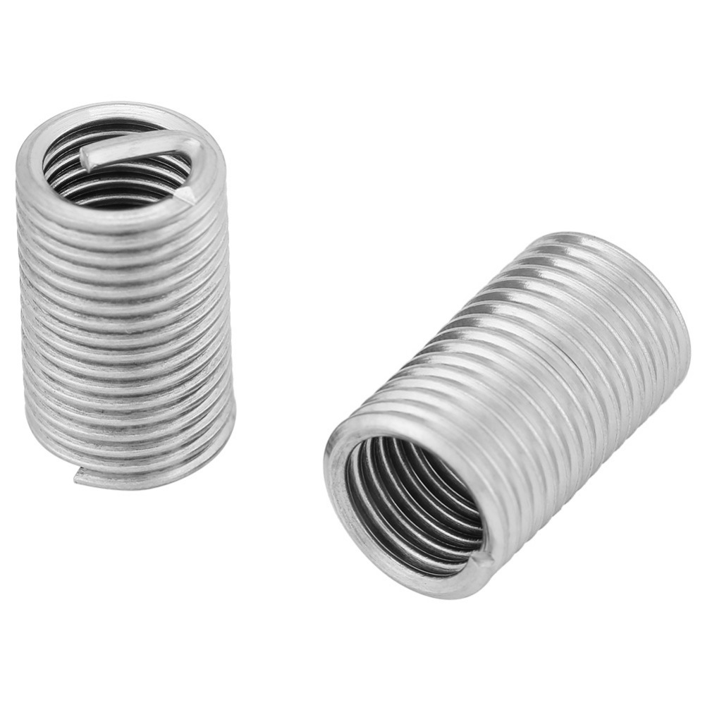 10pcs M8x1.25x3D Wire Thread Repair Insert 304 Stainless Steel Threaded Inserts Thread Repairing Tools Kit Fastener Hardware