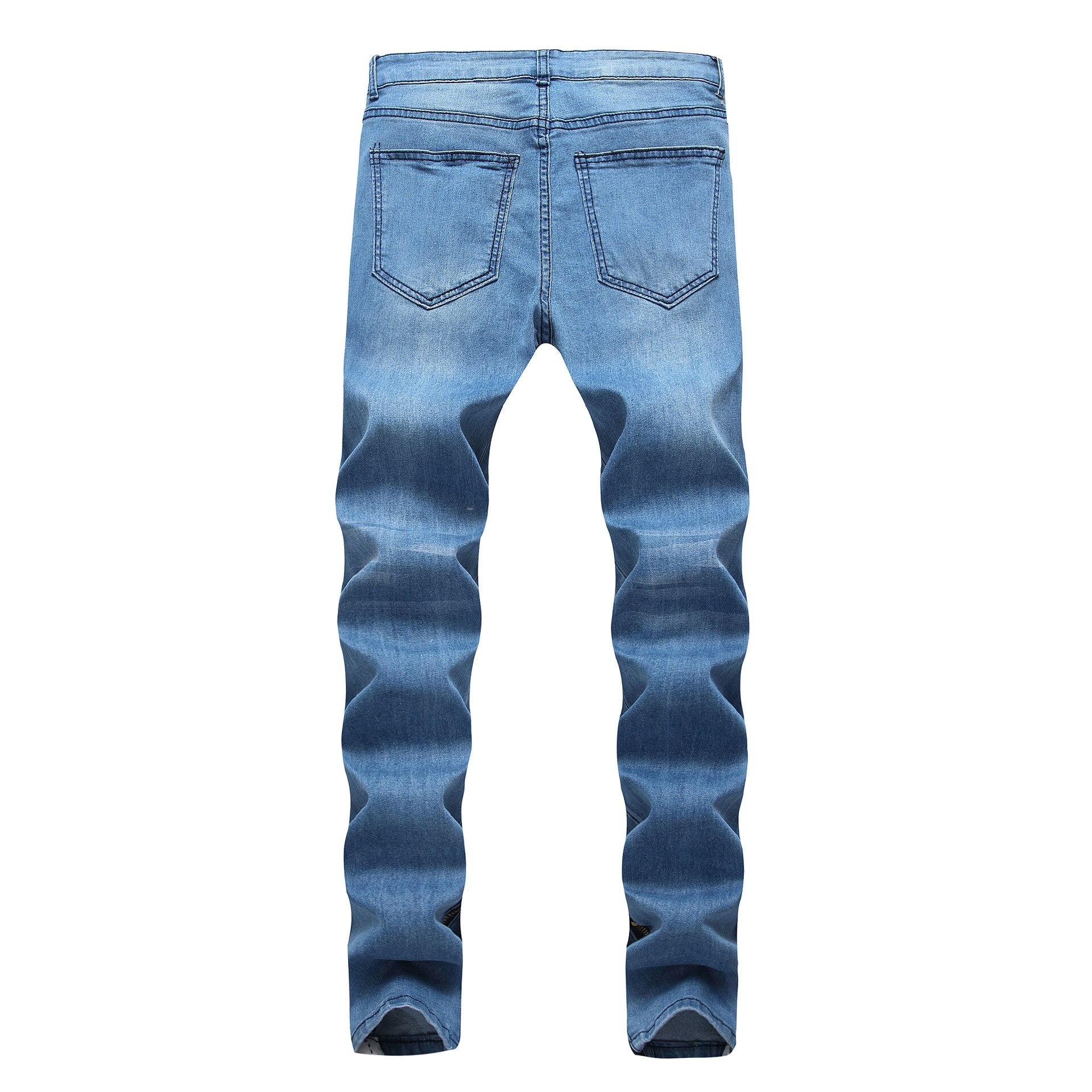 Witte Streep Op Side High Street Jeans Mannen Mode Mannen Denim Broek Katoen Zwart Blauw