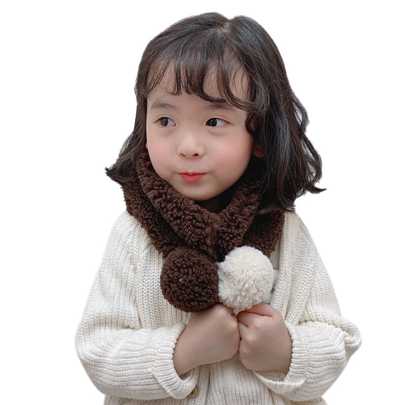 Baby drenge piger vinter varmere plys tørklæde spædbarn krave tørklæder med kugle toddler halstørklæder k