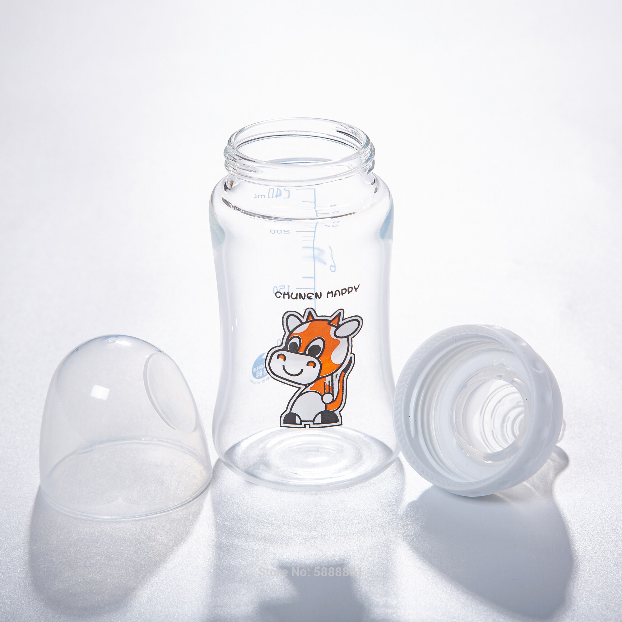 ChunEn-botella de leche de vidrio de borosilicato, sin BPA, boca ancha, 240ml