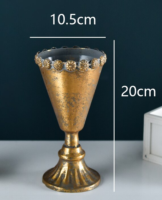 Classico Calice Del Fiore Vaso Retrò Nostalgico Ferro Battuto Vaso di Fiori per La Casa Soggiorno Decorazione di Cerimonia Nuziale Tavolo Vaso wazon: 10