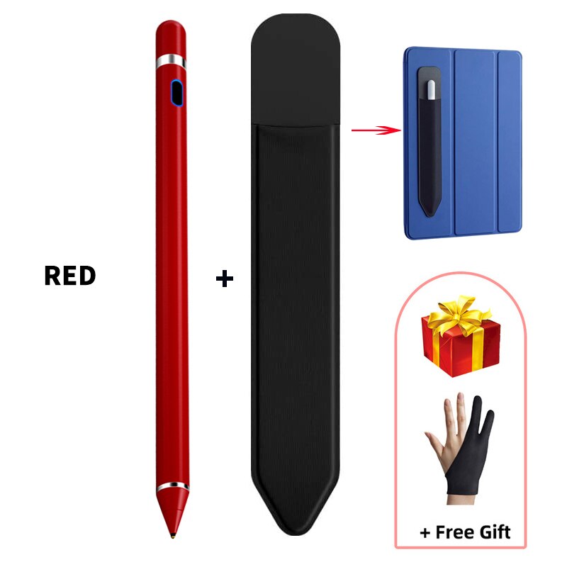 Universal Stylus Pen Capacitive Touch Screen Pencil For iPad Pro Air 2 3 Mini4 Tablet Phone Drawing Writing Active Stylus Pencil: red add holder