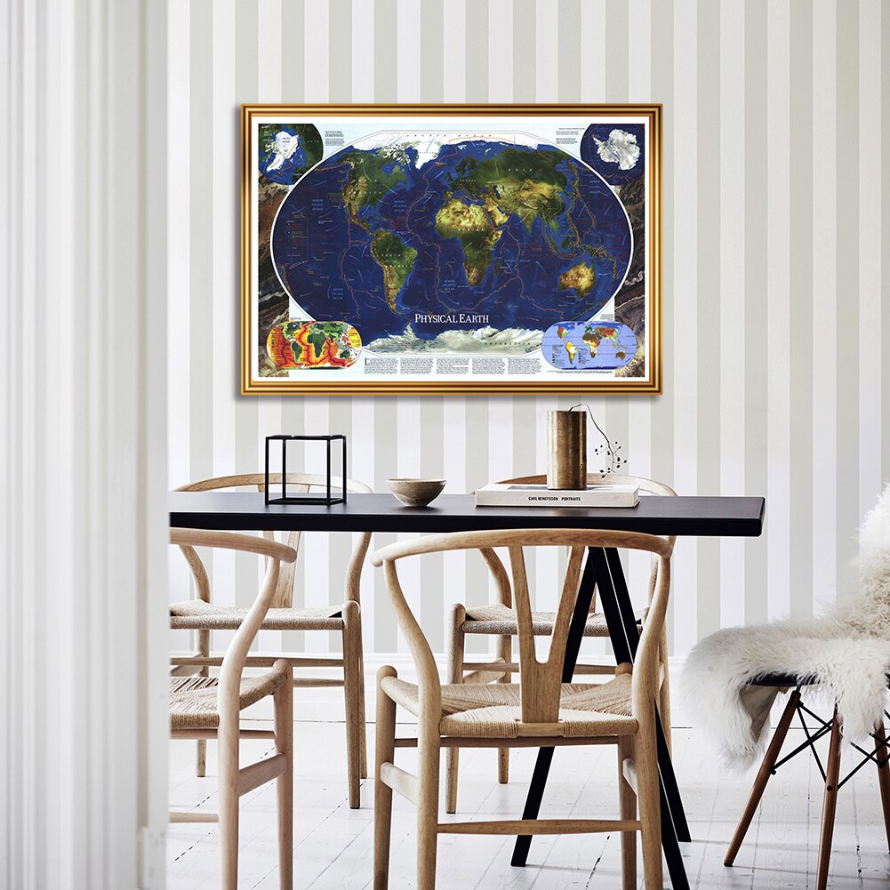 90*60cm Map of The World 1998 Wall Art Posters and Prints Canvas Painting School Supplies Office Home Decoration