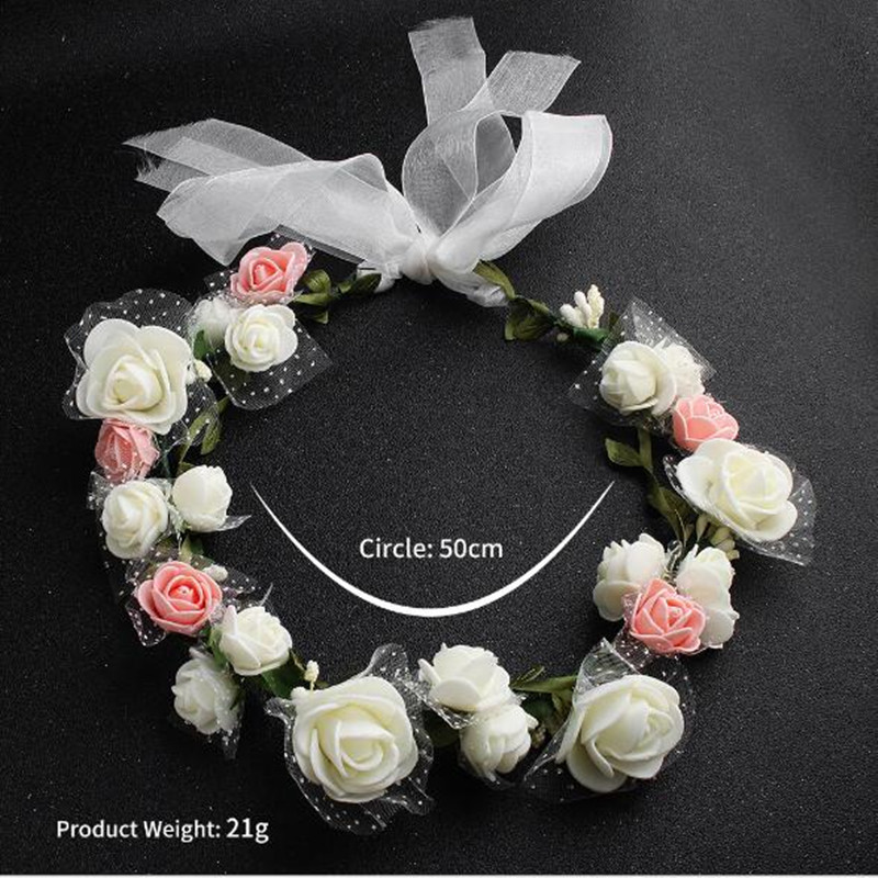 Cinta para cabeza de flores para mujer, guirnaldas de boda, accesorios para el cabello de corona Floral para novia, damas de honor, corona para el pelo