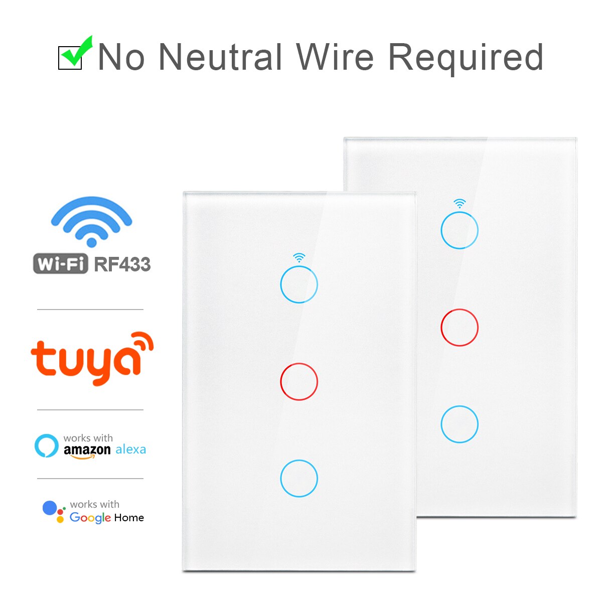 Kein neutralleiter erforderlich, us-standard-wlan-schalter, smart-home-steuerung 110v 220v