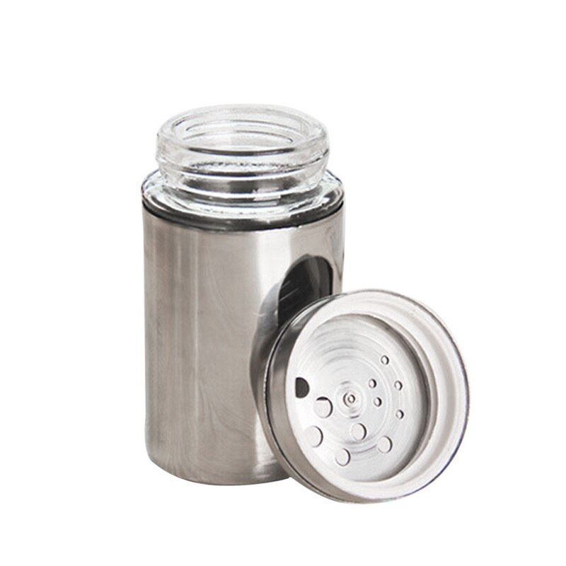 Kruidkruik Roestvrij Staal Glas Peper Shaker Fles Kruiden Kruiderij Seal Opslag Flessen Koken Keuken Gereedschap: silver8.2x5cm