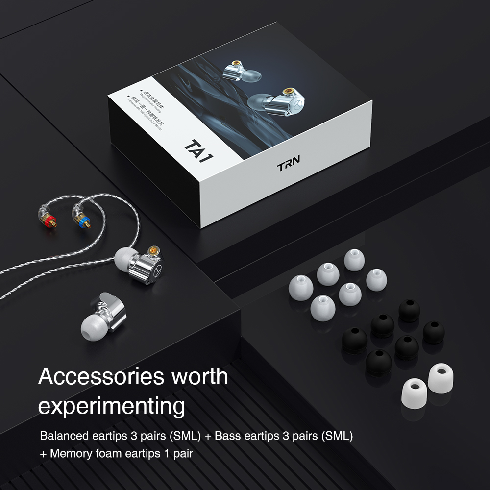 TRN TA1 Knowles BA DD Drive-auriculares intrauditivos de alta fidelidad, auriculares de Metal con Cable plateado MMCX para ST5 MT3 EMA TN