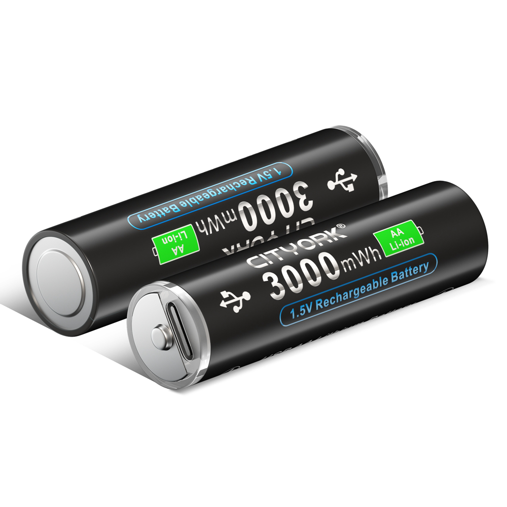 100 % Kapazität, 1,5 V AA-Li-Ionen-Akku, 3000 mWh, AA-USB, wiederaufladbarer AA-Lithium-Akku, AA-Li-Polymer-Akkus mit USB-Kabel