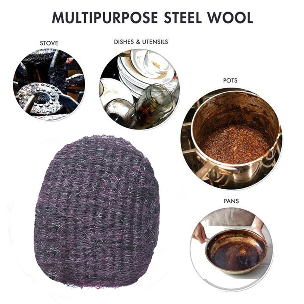 Nettoyeur de tampons de laine en acier | Nettoyeur magique éponge de fer métal décapant de soudure, décapant de maille métallique outils de nettoyage Super détergent de cuisine 1 pièce