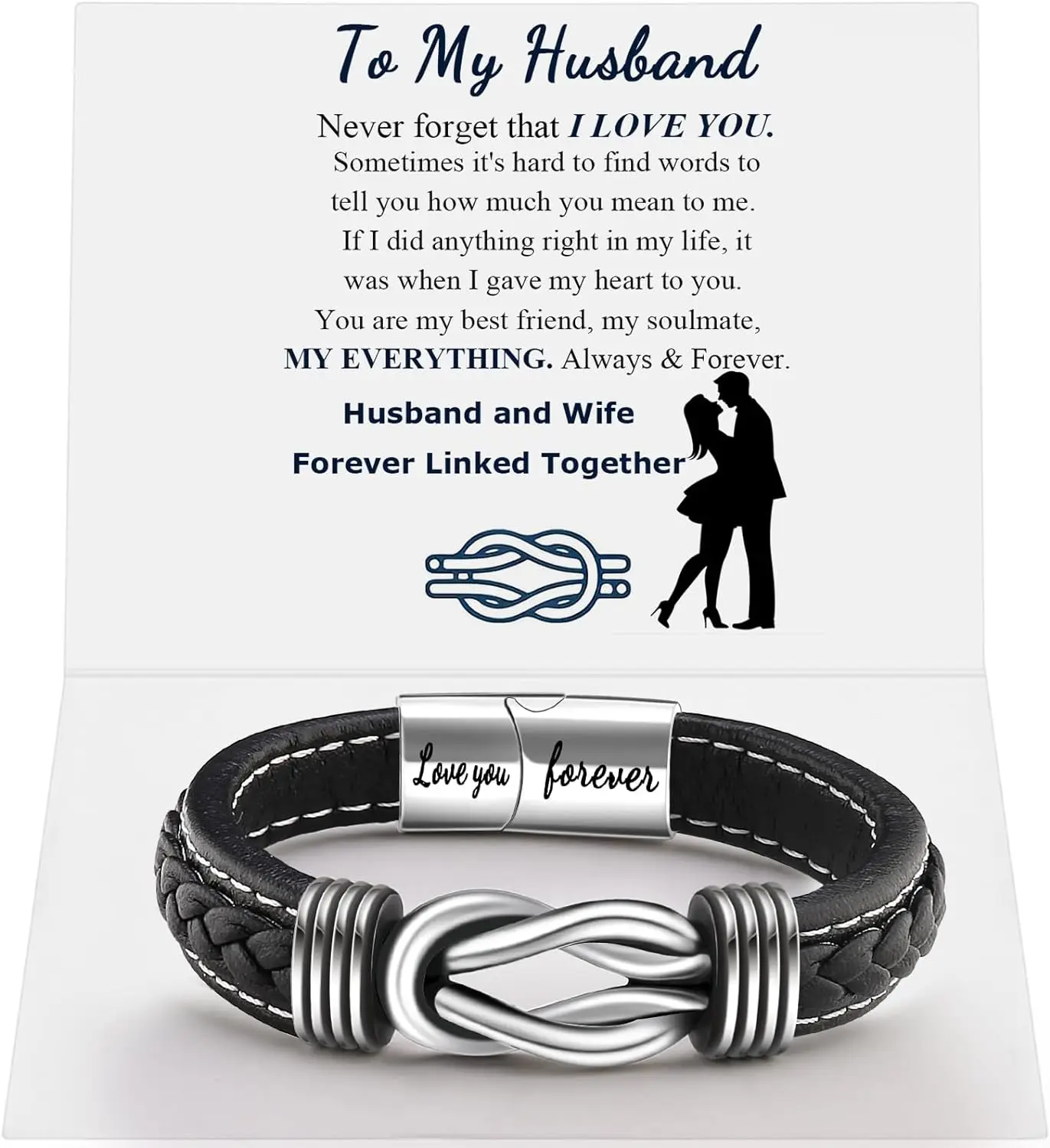 Infinity Knot Leather Bracelet for Men Birthday Christmas Anniversary Mens Forever Linked Together Braided Cuff Bracelet for Son: brownish yellow