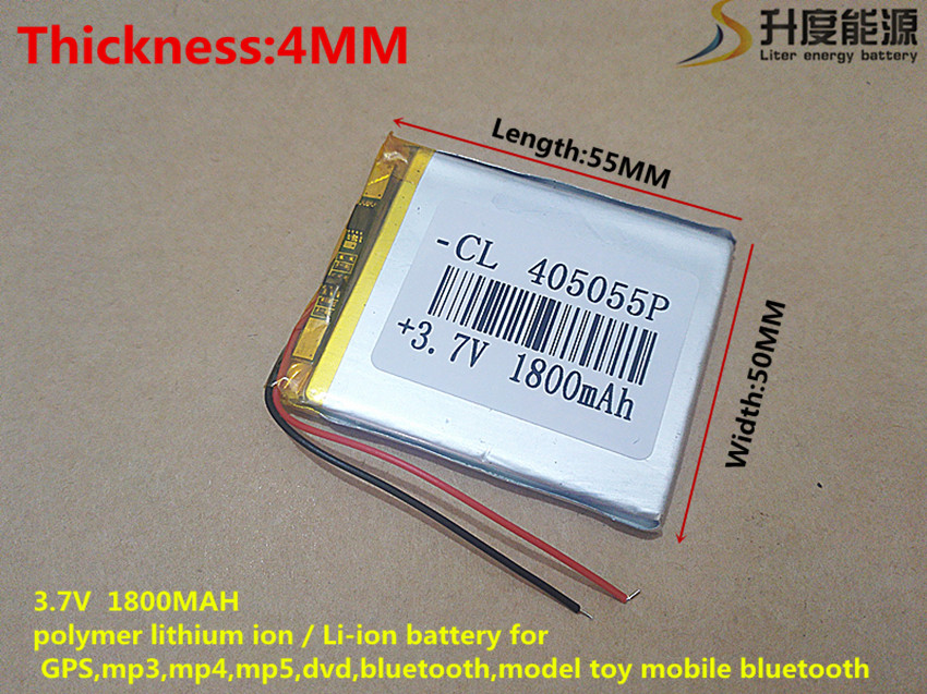 3.7v 1800 mah 405055 lithium-polymer li-po li ion genopladelige battericeller til  mp3 mp4 mp5 gps mobile tabletbatteriet