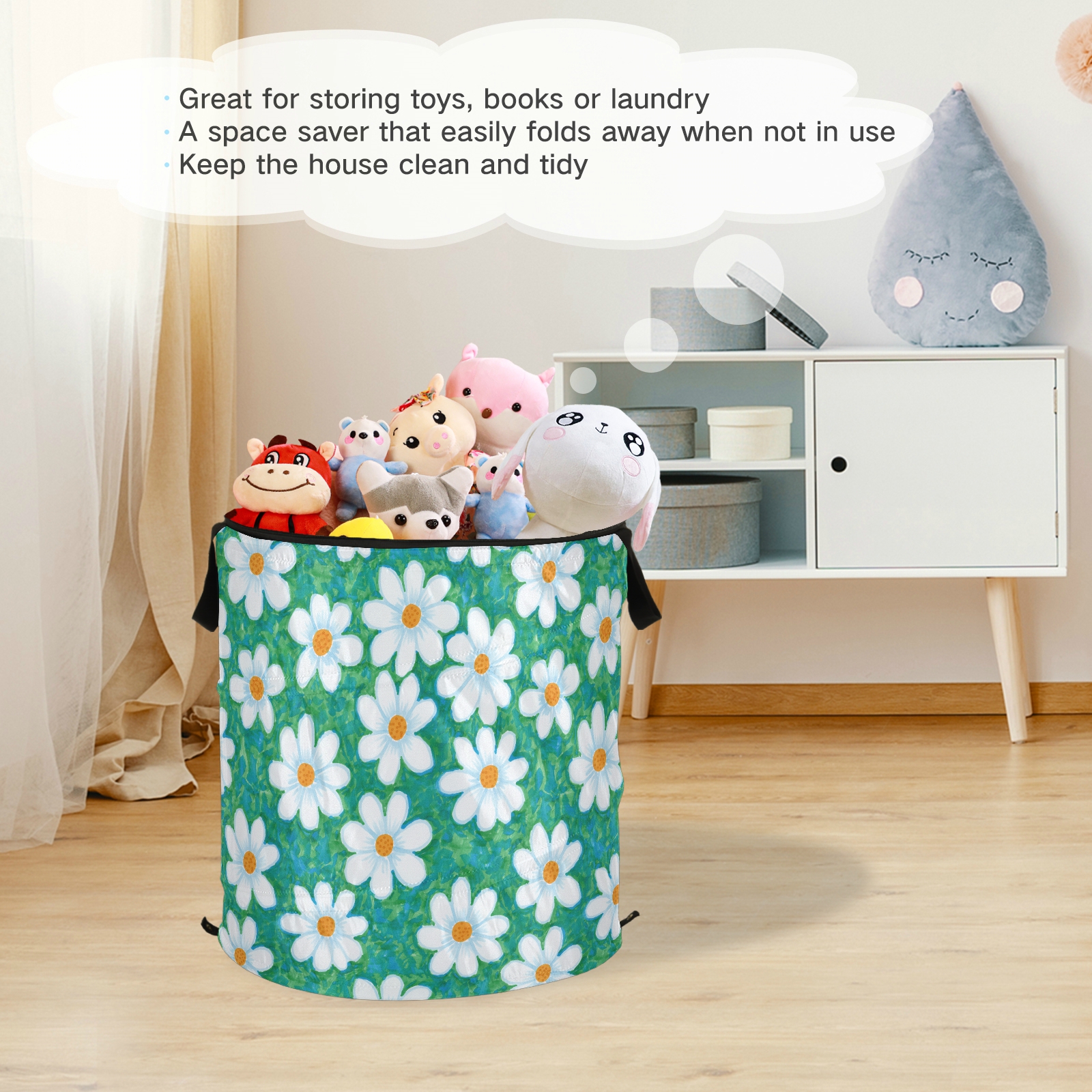 Organizer Polyester Basket Waterproof Large Capacity Laundry Hamper Dirty Clothes Storage Basket Floral Print Home Storage Bin
