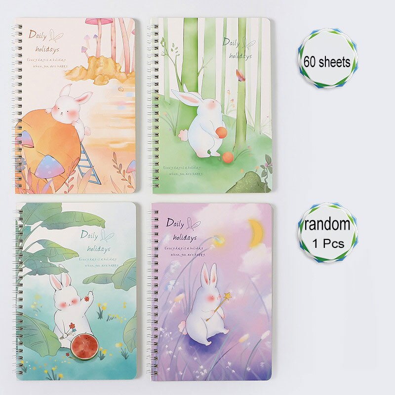 60 Sheet A5 Loose Leaf Cartoon Small Coil Notebook Horizontal Line Notebooks School Office Stationery Small fresh
